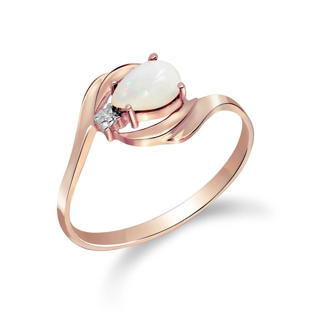 14K. SOLD GOLD RING WITH NATURAL DIAMOND & OPAL (Rose Gold) - Picture 2 of 6